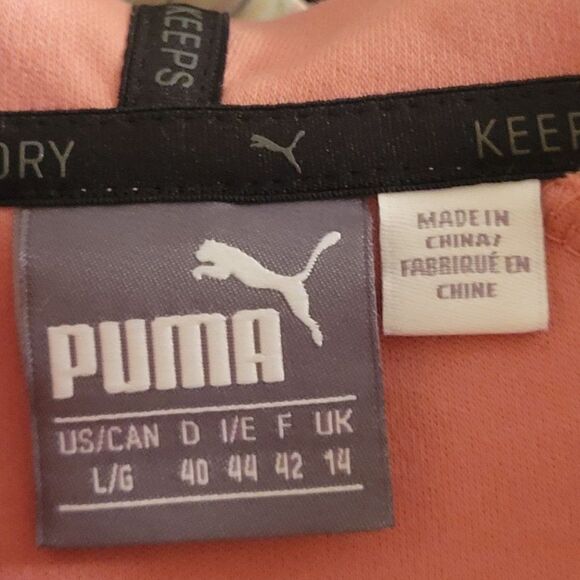 Puma Evostripe Womens Top Pink L Pullover Hoodie Logo Sweatshirt Pockets - Picture 3 of 8